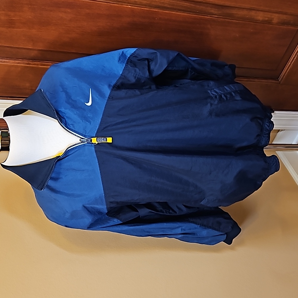 VINTAGE NIKE REVERSIBLE ZIP UP JACKET FLEECE YELLOW NAVY BLUE MEN'S ATHL…
